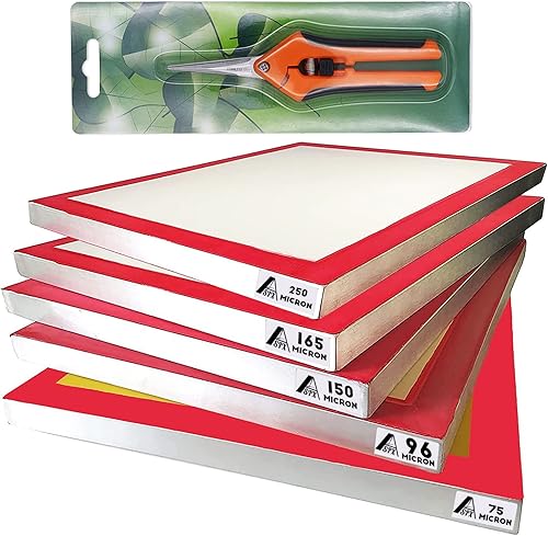 ALSIX Juego de 5 pantallas de tamiz seco marcos de pantalla de seda de aluminio pantalla de 60 90 110 200 250 165 150 96 75 micras colección de