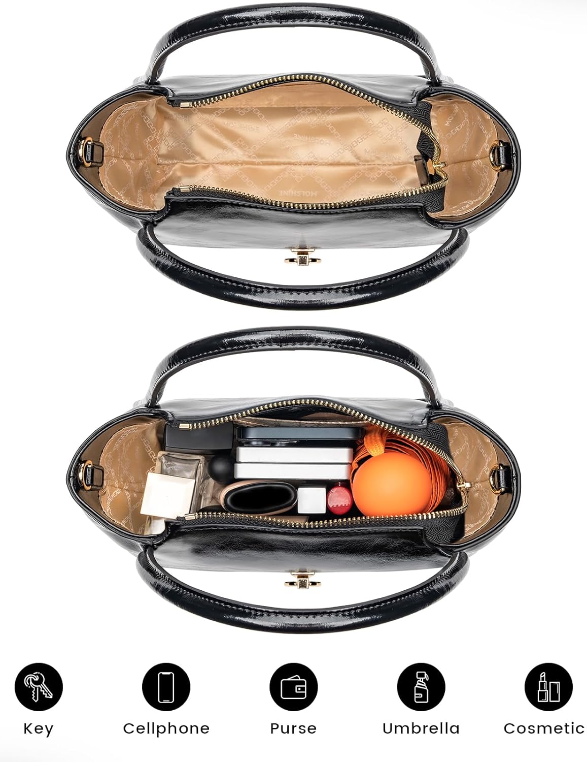 molshine Genuine Leather Crossbody Bag, Small Casual Top Handle Shoulder Handbag for Women Lady Moder DLK0030A - Image 5