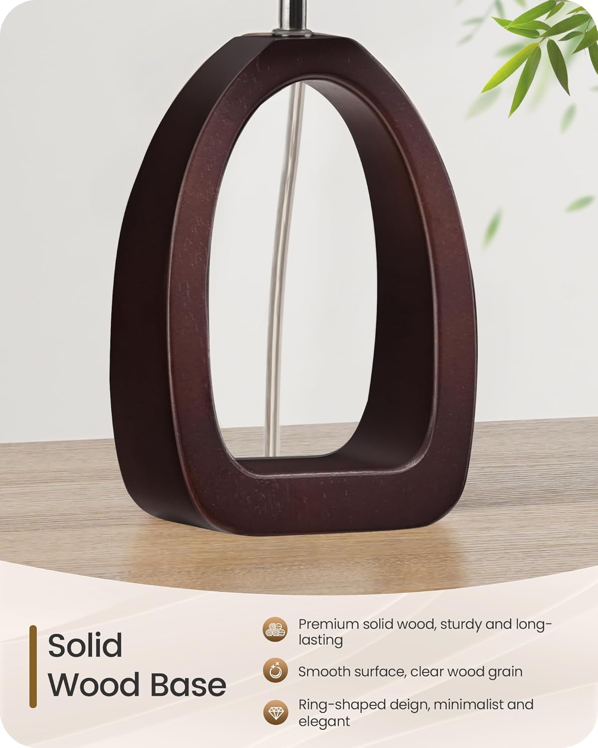 Small Table Lamp, 14.2" Cute Little Desk Lamp, Wood Bedside Lamp with Beige Linen Lampshade & Dark Walnut Base, Modern Nightstand Lamp for Bedroom, E26 Base, Bulb Not Included, STE07TL05