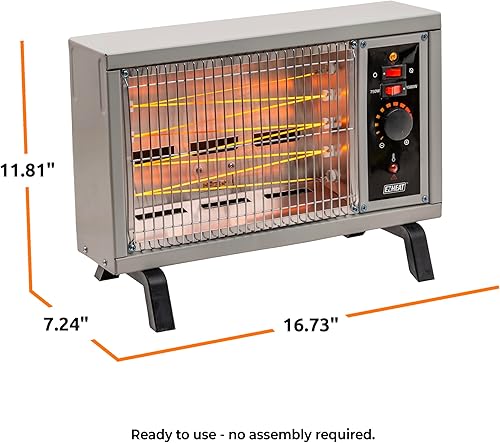 Miniatura 7 de EZ-Heat Calentador de espacio de elemento de alambre radiante eléctrico portátil para interiores con temperatura ajustable para el hogar, garaje o
