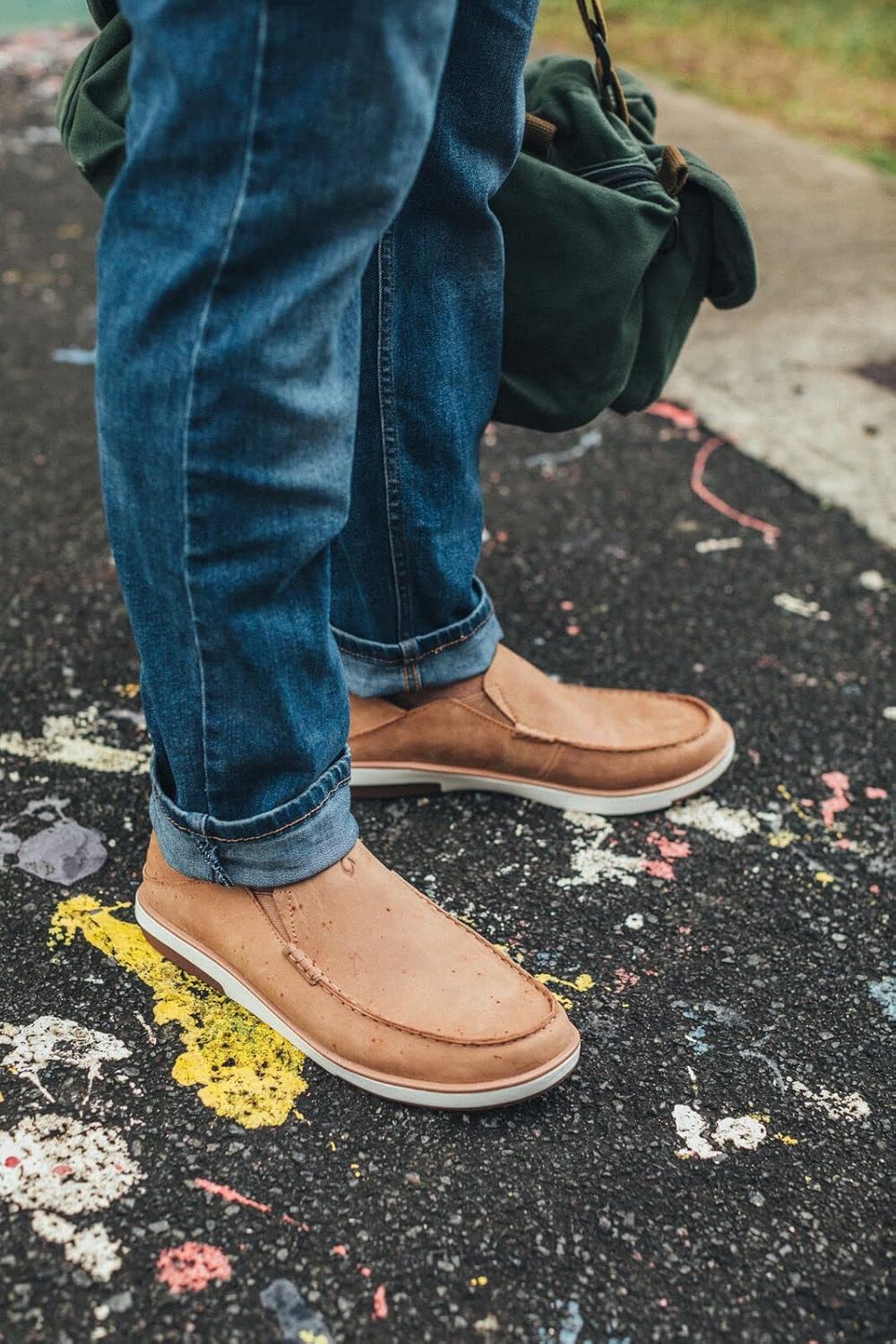 OLUKAI Kalia Men's Leather Slip-On, Full-Grain Waxed Nubuck Leather Shoes, Lightweight & Comfortable - Image 5