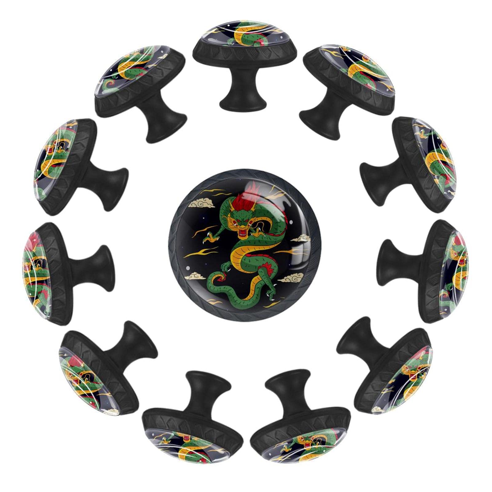 Bouton de meuble dragon chinois 35mm poignée de tiroir ronde pour commode et chambre lot de 12