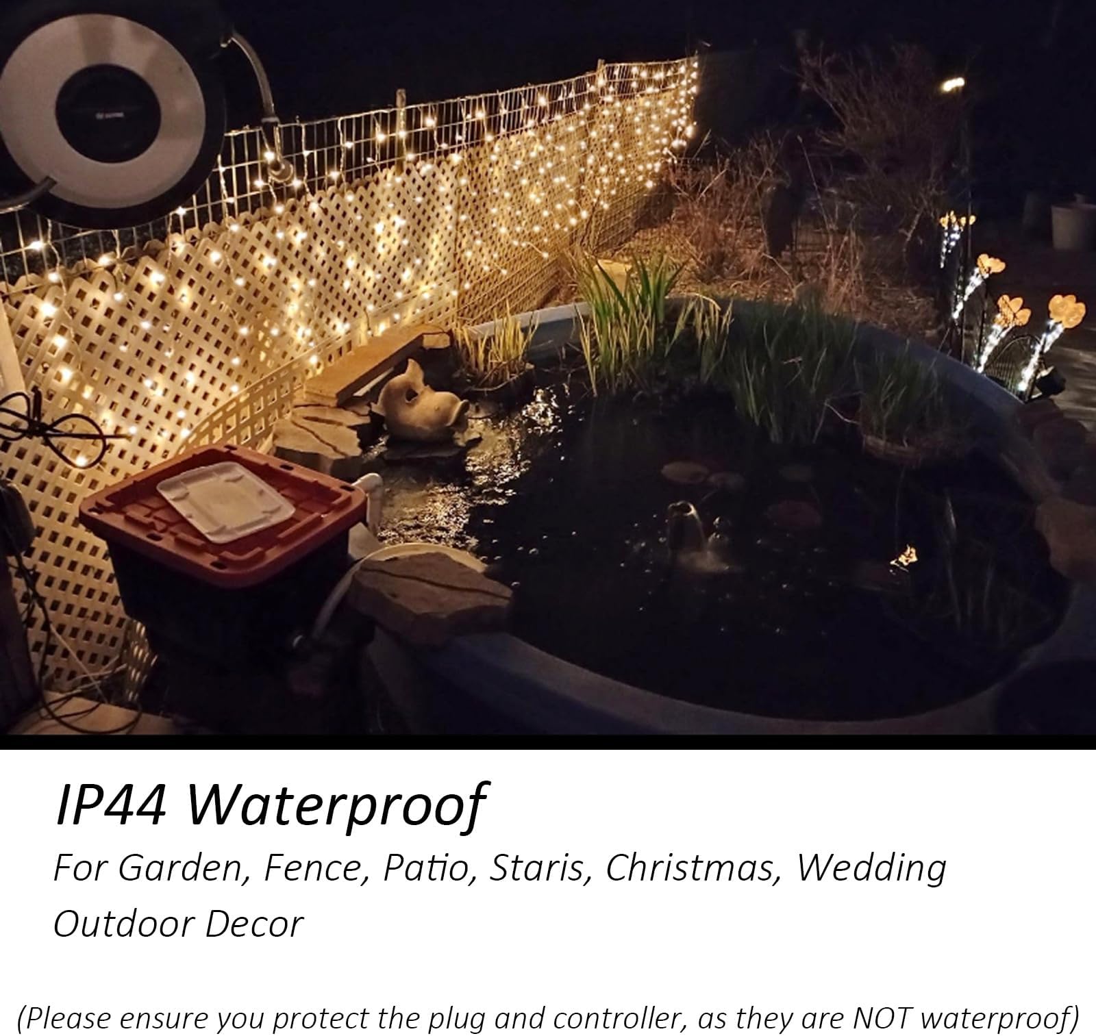 Solhice LED Curtain Lights Outside 40ft x 3ft for Backyard, 600 LED Plug in Hanging Fence Christmas String Lights Outdoor Waterproof for Backdrop Backyard Patio Deck Décor (Not Connectable)