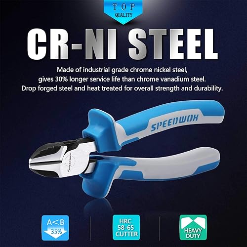 Miniatura 2 de SPEEDWOX Cortadores diagonales de alto apalancamiento 7 pulgadas Alicates de corte diagonal de acero CR-NI Cortadores de alambre resistentes reducen