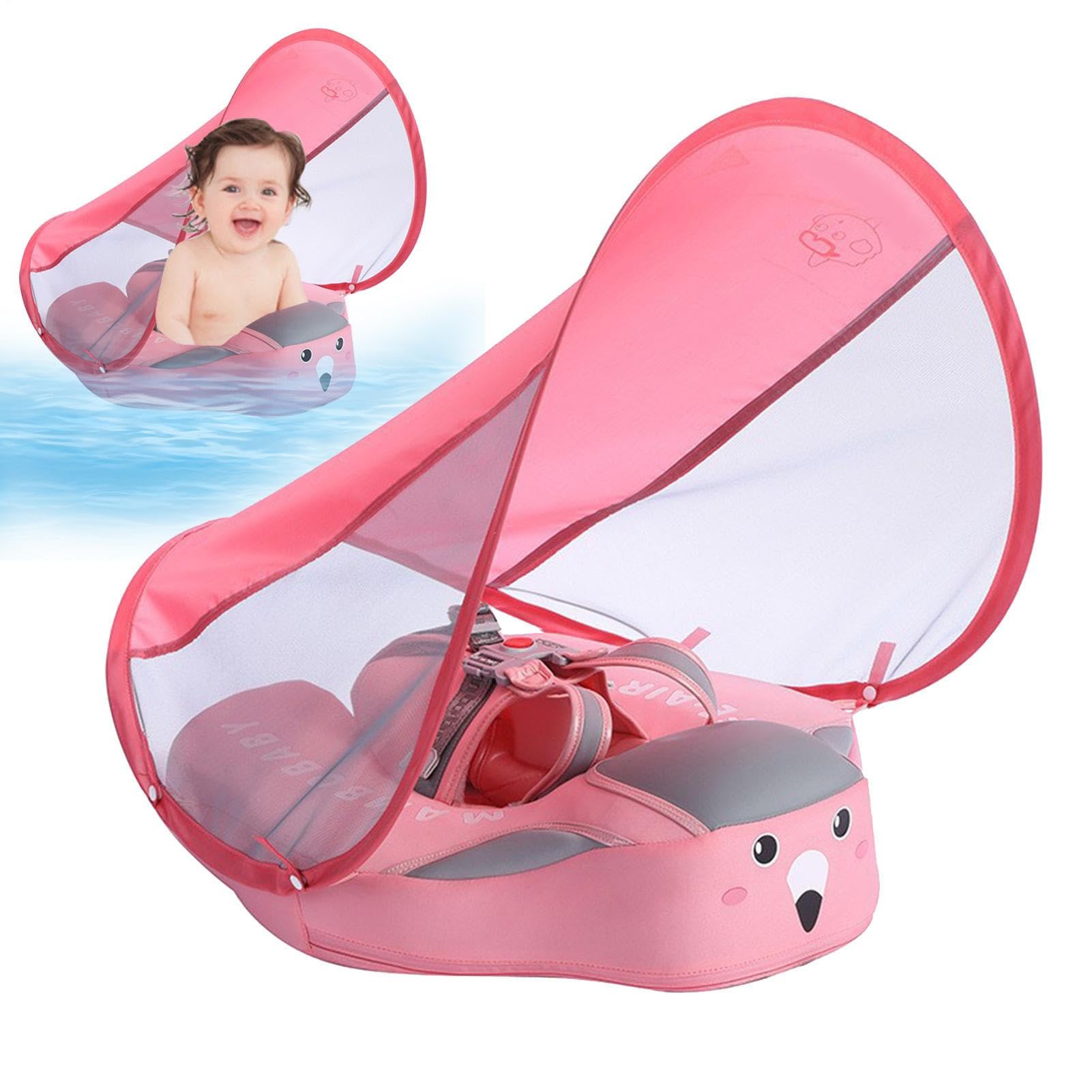 Schwimmring Mit Sonnendach Schwimmring Für Kleinkinder Ohne Aufblasen | Kippsicherer Schwimmhilfe Mit Sonnenschutz Für 3-24 Monate Für Strandurlaub, Reisen & Baden Im Freien
