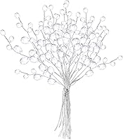 VOSAREA 50 Stems White Acrylic Bead Drops Flower Branches - 17cm Sparkling Sprays for Wedding Bouquets, DIY Crafts & Decor