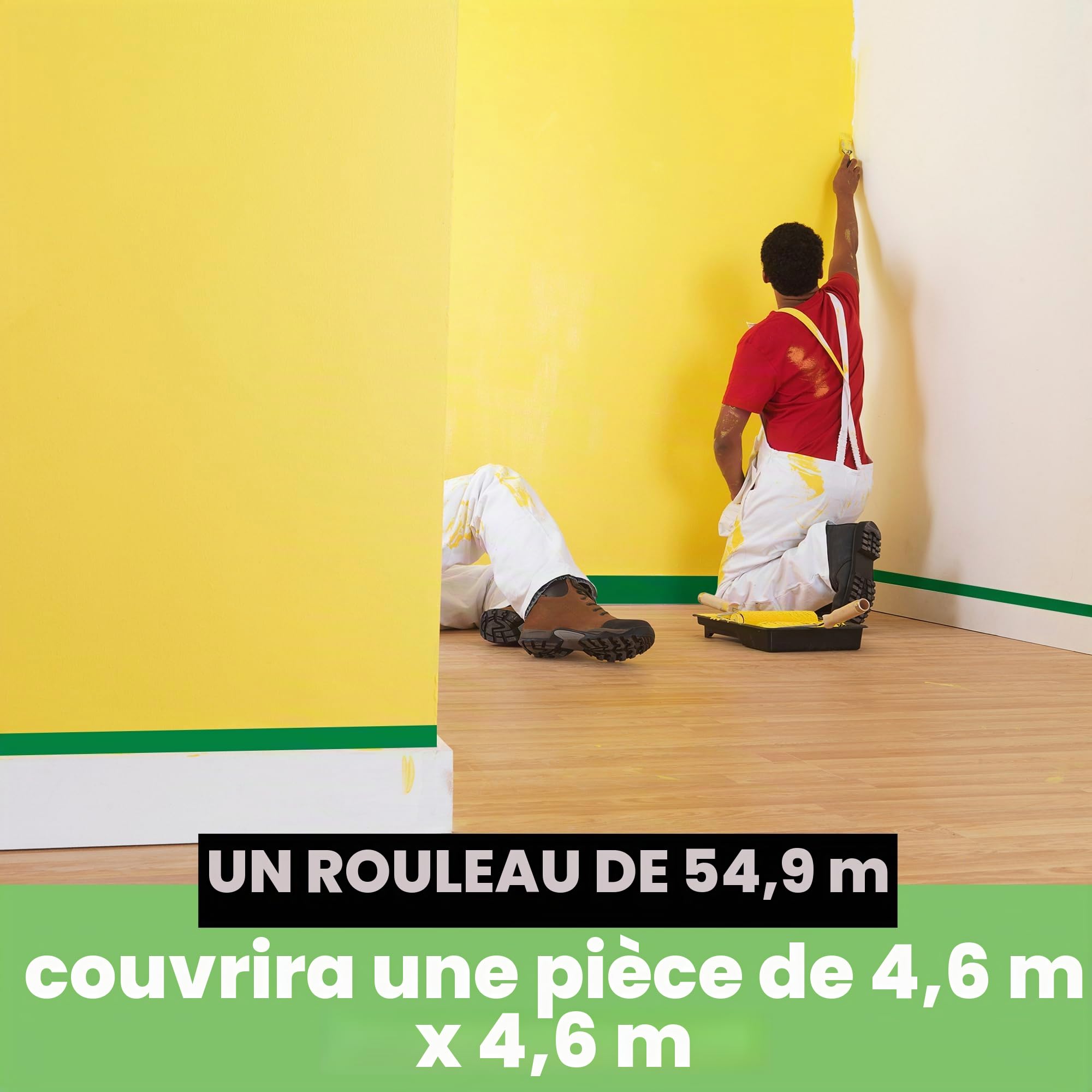 TAPEBEAR Vert Ruban de Masquage 48mm x 55m, 6x Adhésif pour les travaux de peinture et de rénovation, Ruban crêpe pour peindre, vernir, rénover