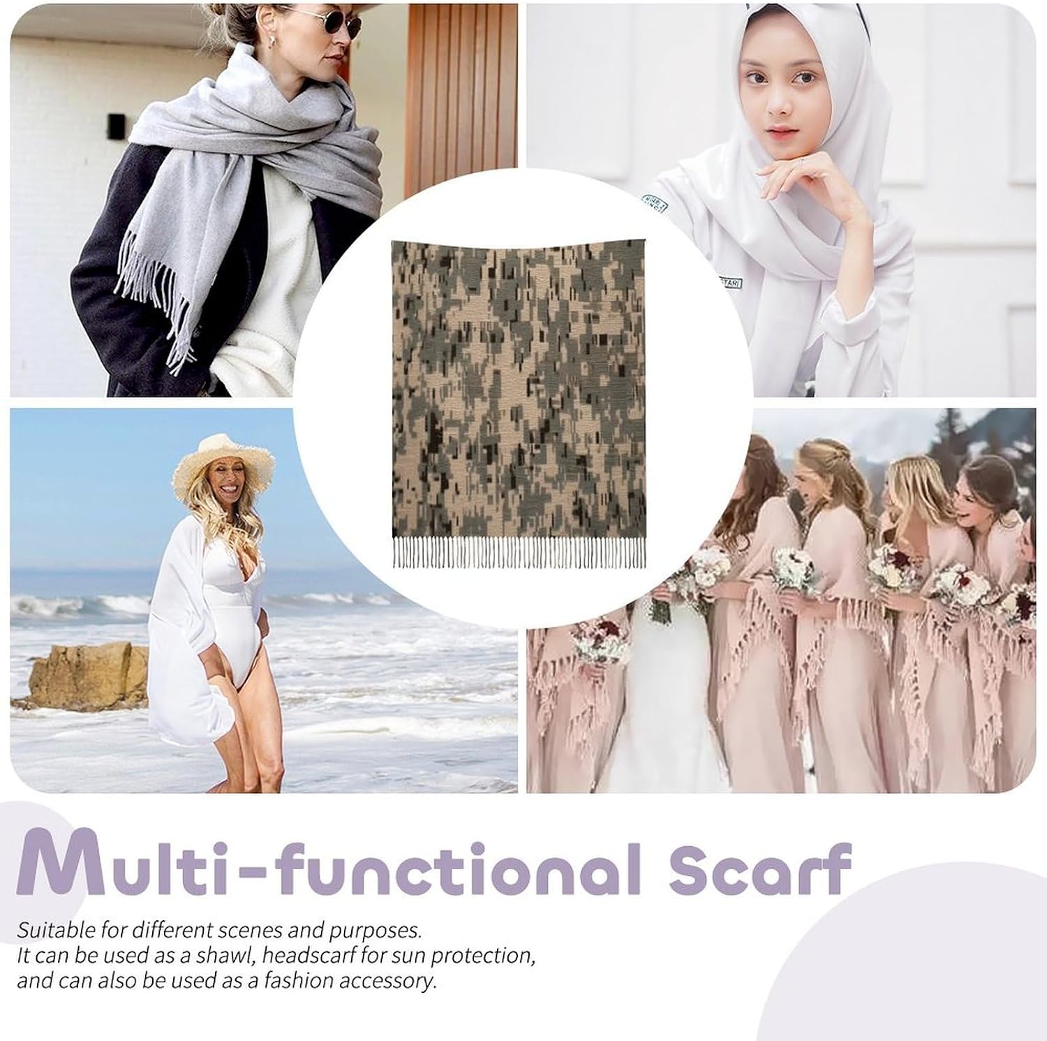 Army Digital Camouflage Scarf for Women Men Classic Fashion Blanket Scarves Soft Cashmere Feel Scarf Cold Weather Warm Long Shawl Winter Large Scarves Classic Blanket Scarfs Thick