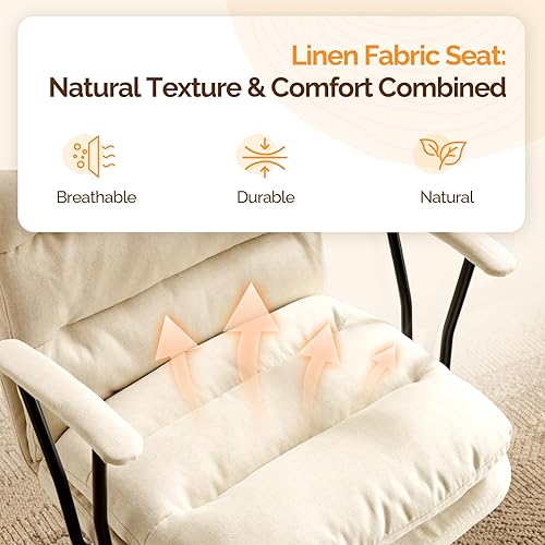 Miniatura 3 de VINGLI Sillas de Oficina Cómodas consin Ruedas, Base Dual, Reposabrazos Removibles, Silla Ajustable y Giratoria Cómoda para Computadora, Técnica de