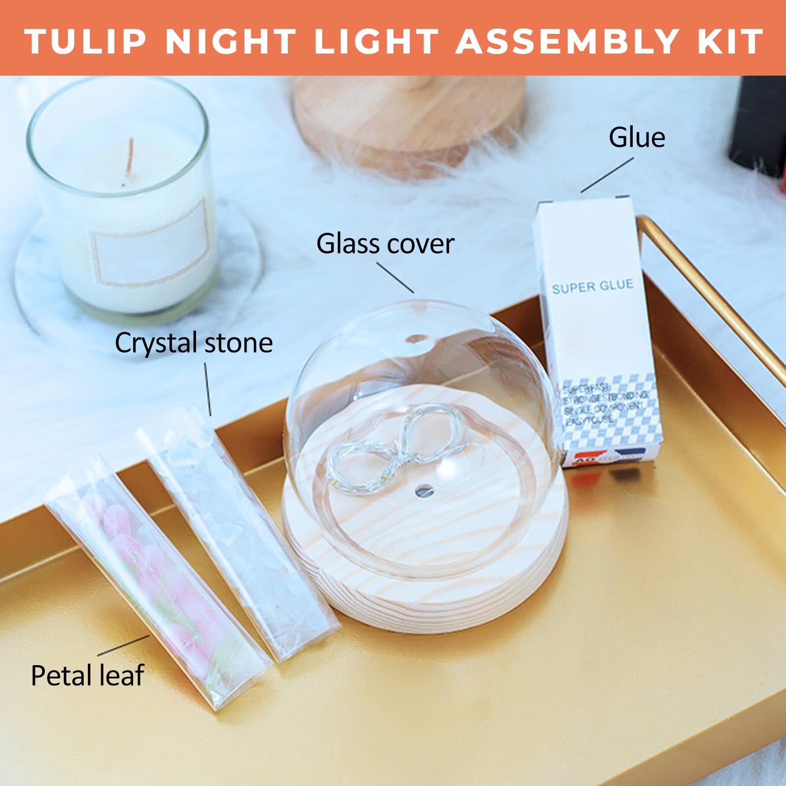 PANCA USB-Powered Tulip Night Light | LED Decorative Lamp for Home Décor & Gifting | DIY Bedroom Table Lamp with Soft Ambient Glow | Ideal for Living Room & Desktop Accents - Image 4 thumbnail