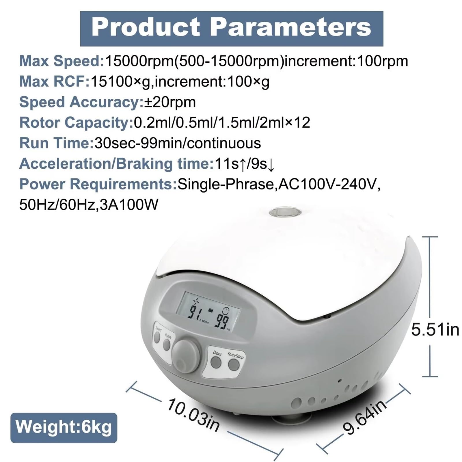 Wirówka laboratoryjna, Szybka mini wirówka LCD Digital 15000 obr./min 0,2/0,5/1,5/2 ml Wirówka laboratoryjna do biologii PCR do rozdzielania próbek