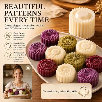 4PC Creative Double-Ended Pastry & Mooncake Mold, Reusable Mooncake Mould
