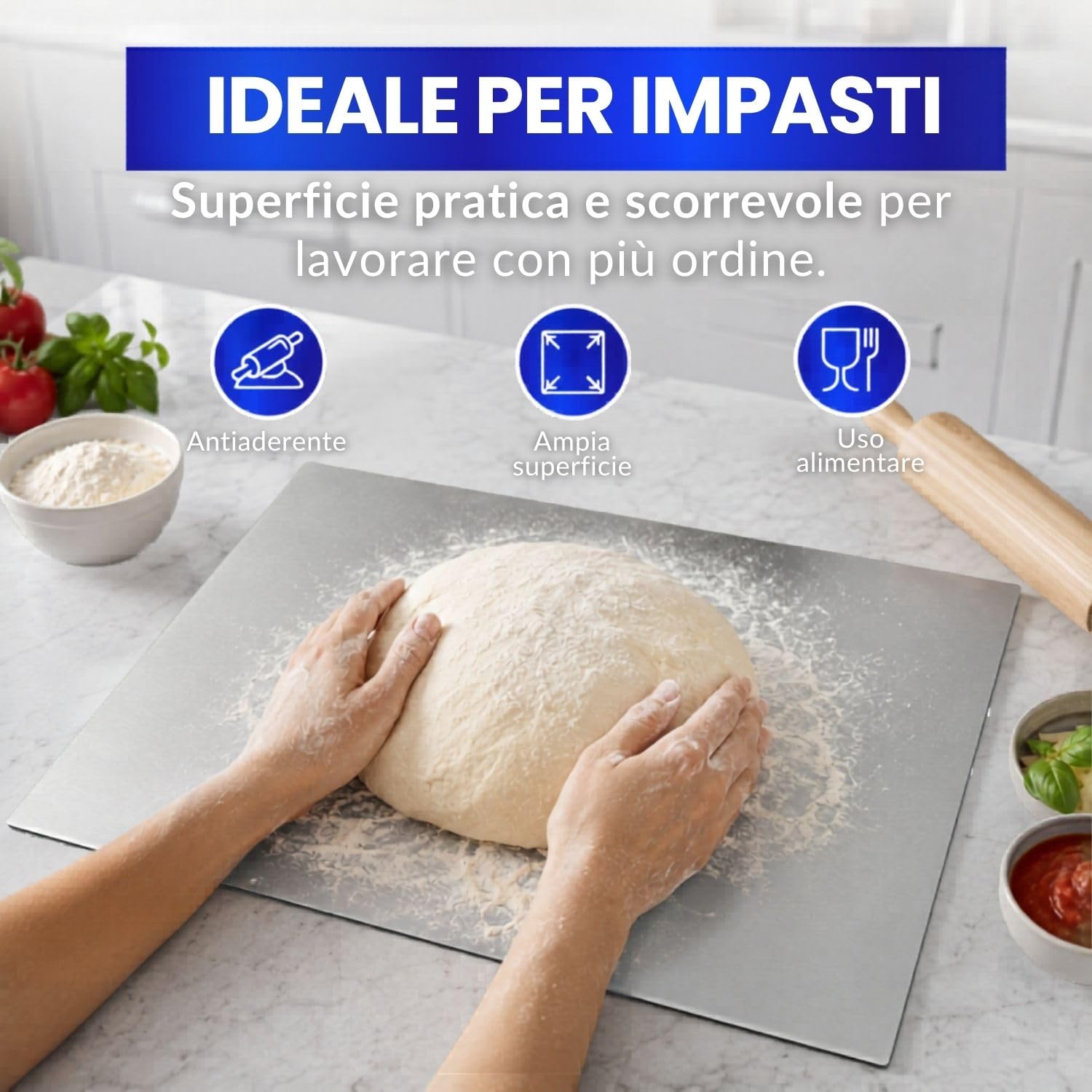 INOXLM Spianatoia per impastare Piano da Lavoro in Acciaio Inox Varie Misure per Cucina per Bar per Ristorante per impastare senza piega modello Capricorno (30x50 cm)