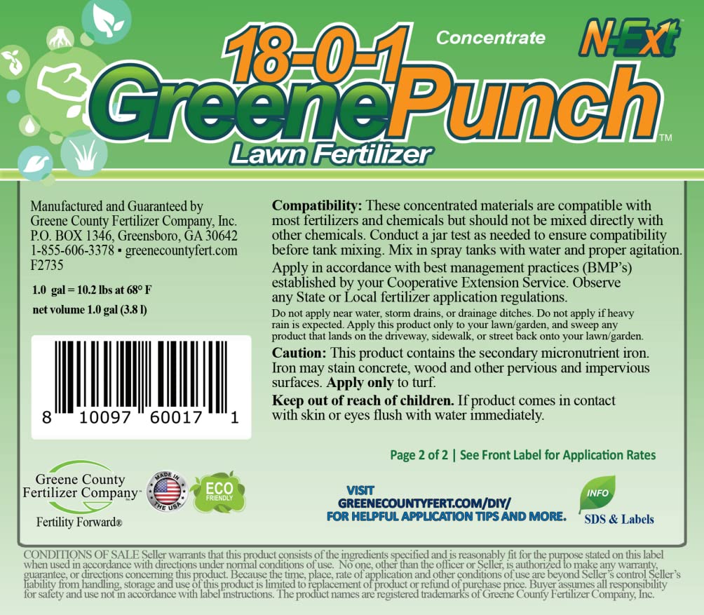 GreenePunch Liquid Lawn Fertilizer – One Single Quart with Hose-End Sprayer (Covers up to 2,000 sq ft) with Sea Kelp & Humic Acid – Quick Green Up & Sustained Color for 4–6 Weeks