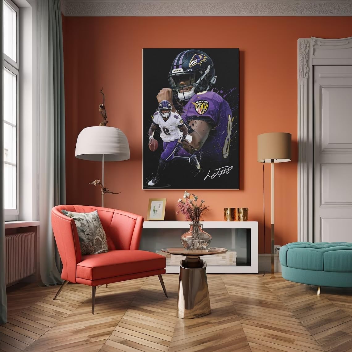 WHZKCYH American Football Sports Ravens Poster For Fun Teen Birthday Christmas Lamar Jackson Rugby Star Posters Canvas Wall Art Print Picture For Home Room Bathroom Decor