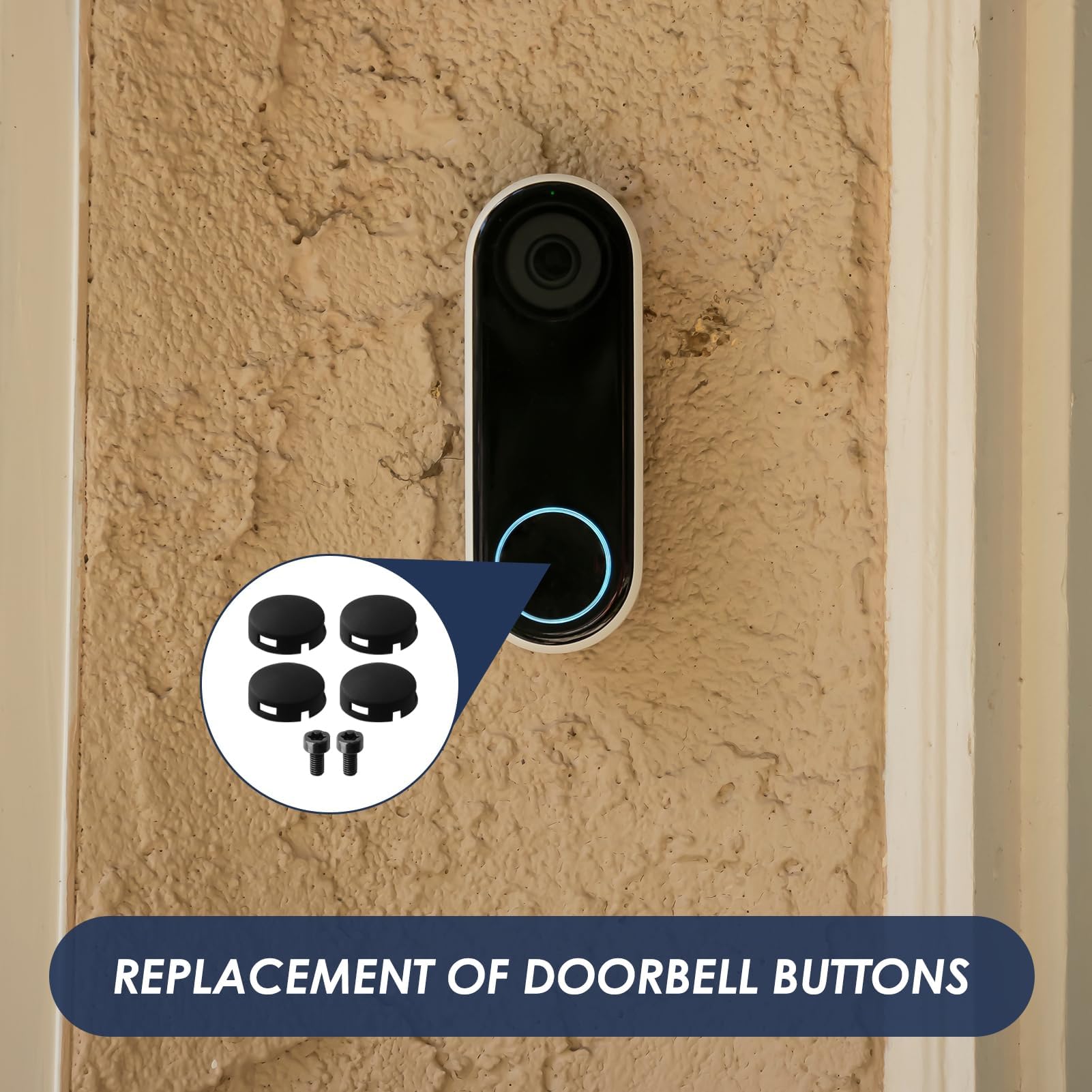 Vervangende Belknop Voor Ring Doorbell Pro – Zwart, Spuitgietwerk, Compatibel Met Sensorfunctie (1 Stuk)