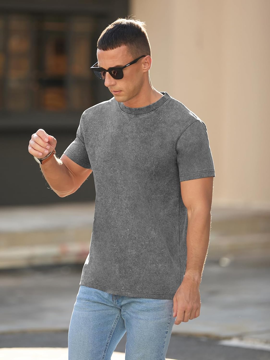 RQP Men's Cotton Shirts Vintage Washed Shirt Relaxed Fit Distressed Casual Short Sleeve for Streetwear & Daily Outfits - Image 4