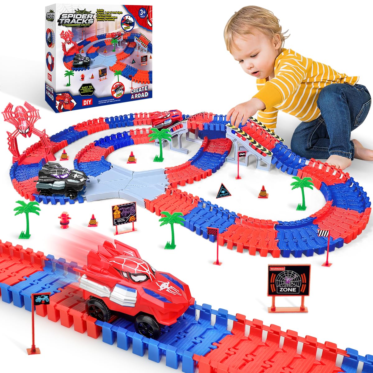 Amazon.com: Spider Hero Race Track Toy for Boys 4-6, 212PCS
