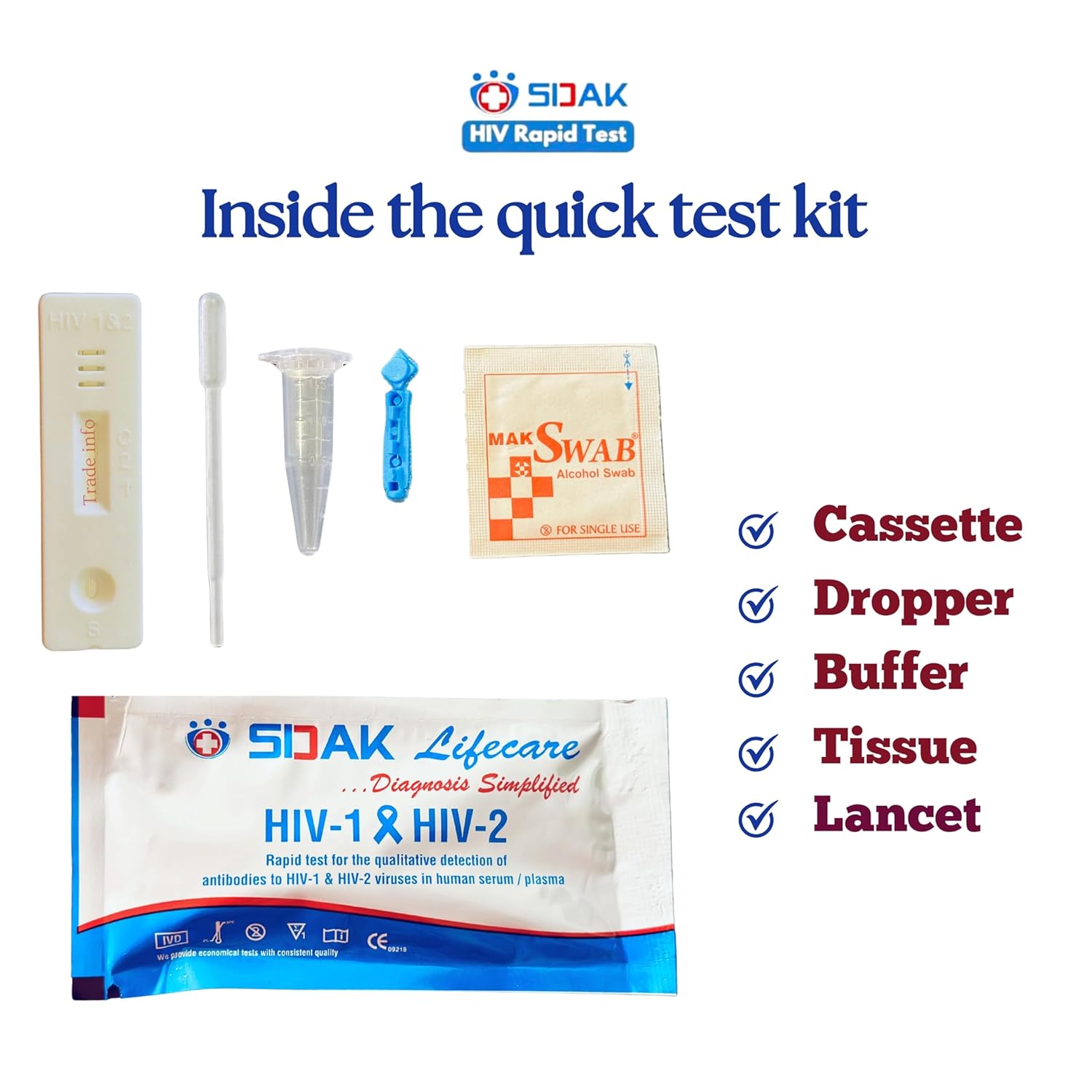 Sidak HIV1 and HIV2 Rapid Home Self-Test Kit (1 pack) !! Sidak HIV1 and HIV2 Rapid Home Self-Test Kit (1 pack) !!