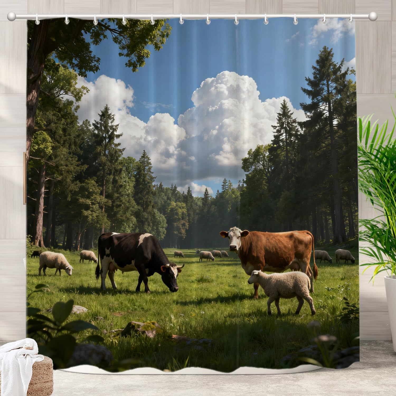 Rideau de douche paysage de nature pour créer une ambiance spa à la maison