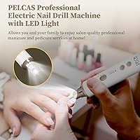 Vista 5 de PELCAS Taladro de uñas inalámbrico 8 en 1, lima de uñas eléctrico de 5 velocidades, kit de manicura y pedicura con luz LED, removedor eléctrico