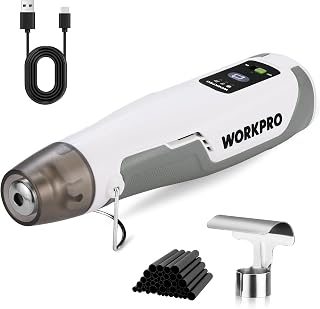 Mini Cordless Hot Air Gun, 3 Temperature Heat Stripper (Cold/300°C/450°C) Fast Heating with Reflector Nozzle and 50 Heat Shrink Tubes, for DIY Embossing Craft