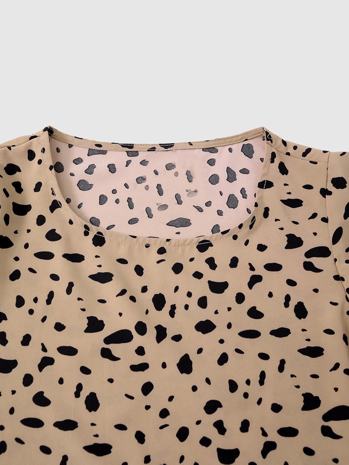 Women's Summer Layered Ruffle Sleeve Tops Dressy Casual Printed Crew Neck Work Blouses - Image 3