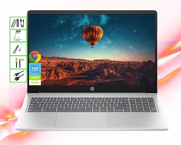 HP Chromebook | 15" HD Laptop | 8GB RAM | 64GB eMMC& 512GB Card& 128GB Portable SSD | Intel 4-Core CPU | Webcam| USB-C| Wi-Fi| Bluetooth| Ultra Light| Long Battery Life| Gemini-AI Chrome OS| LE Bundle