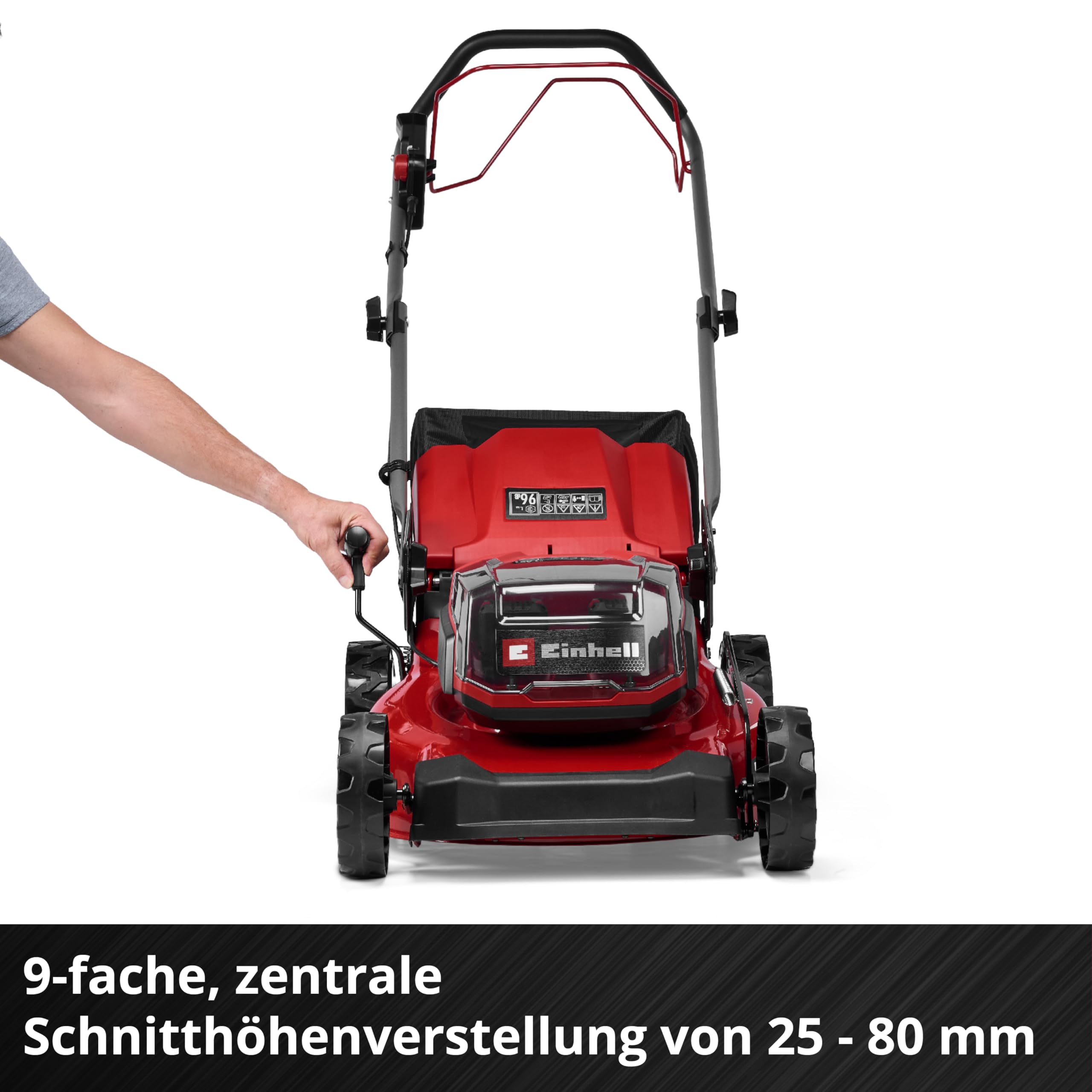 Einhell Akku-Rasenmäher GC-cm 36/46 S Li BL Kit | PXC | 36 V | 46 cm Schnittbreite | bis 500 m² | Brushless | Radantrieb | 50-L-Fangkorb | 2x 4,0 Ah & Twincharger
