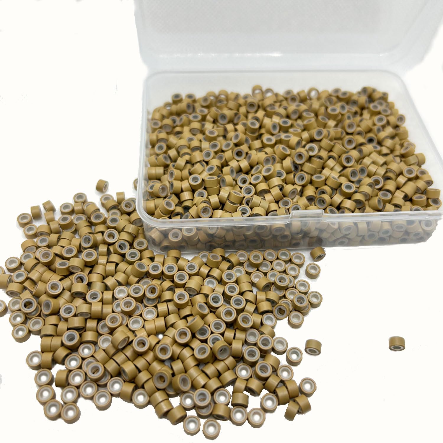 Peiyulex Hair Extension Beads, Microlink Beads, 5mm Silicon Beads for Hair Extensions,Silicone Lined Micro Links Rings Beads Hair Feather Extensions (