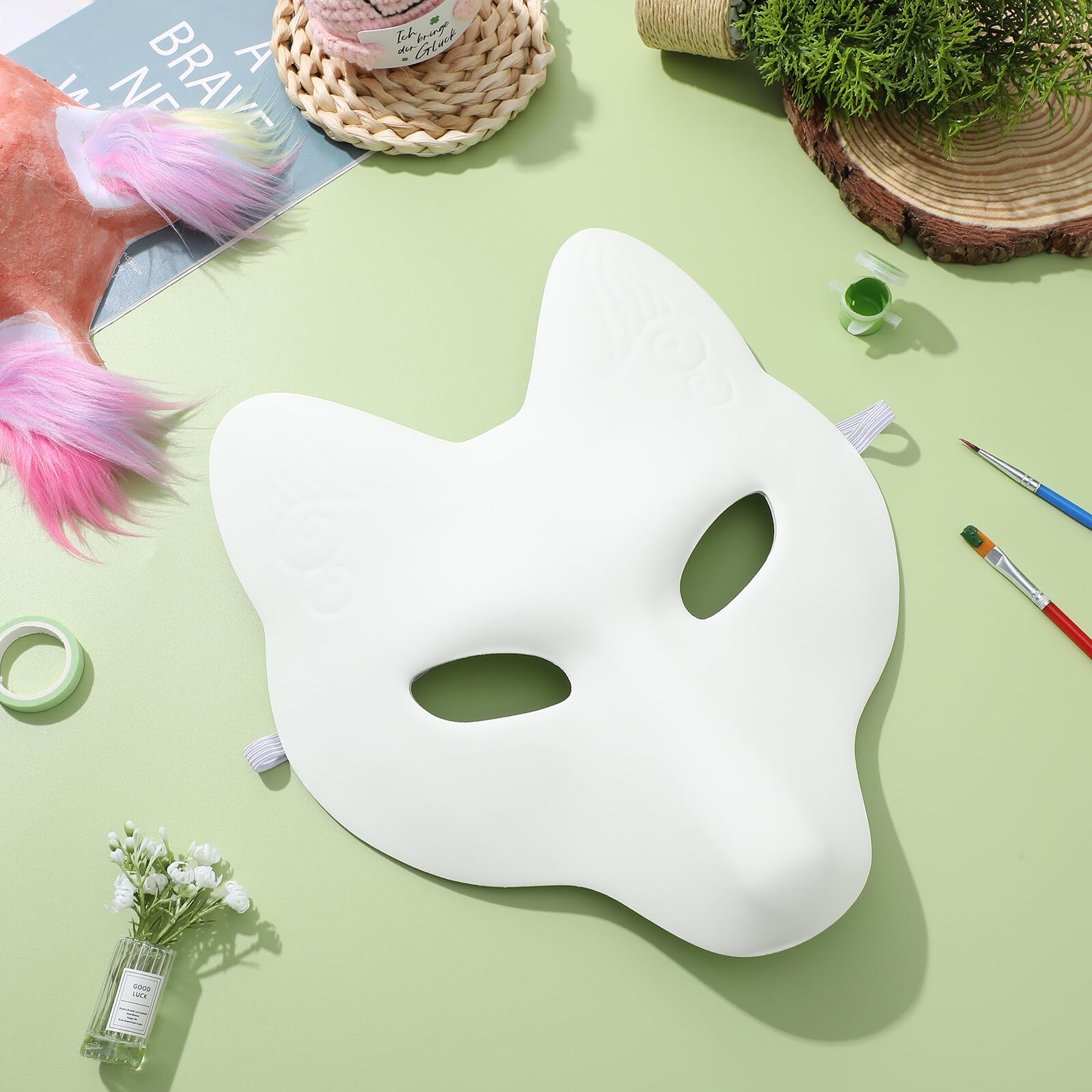 Toddmomy 4 Pezzi Maschere Volpe Bianche in PU per Masquerade Fai da Te Maschere Vuote Decorabili per Festa di Compleanno Carnevale Scuola e Eventi Speciali
