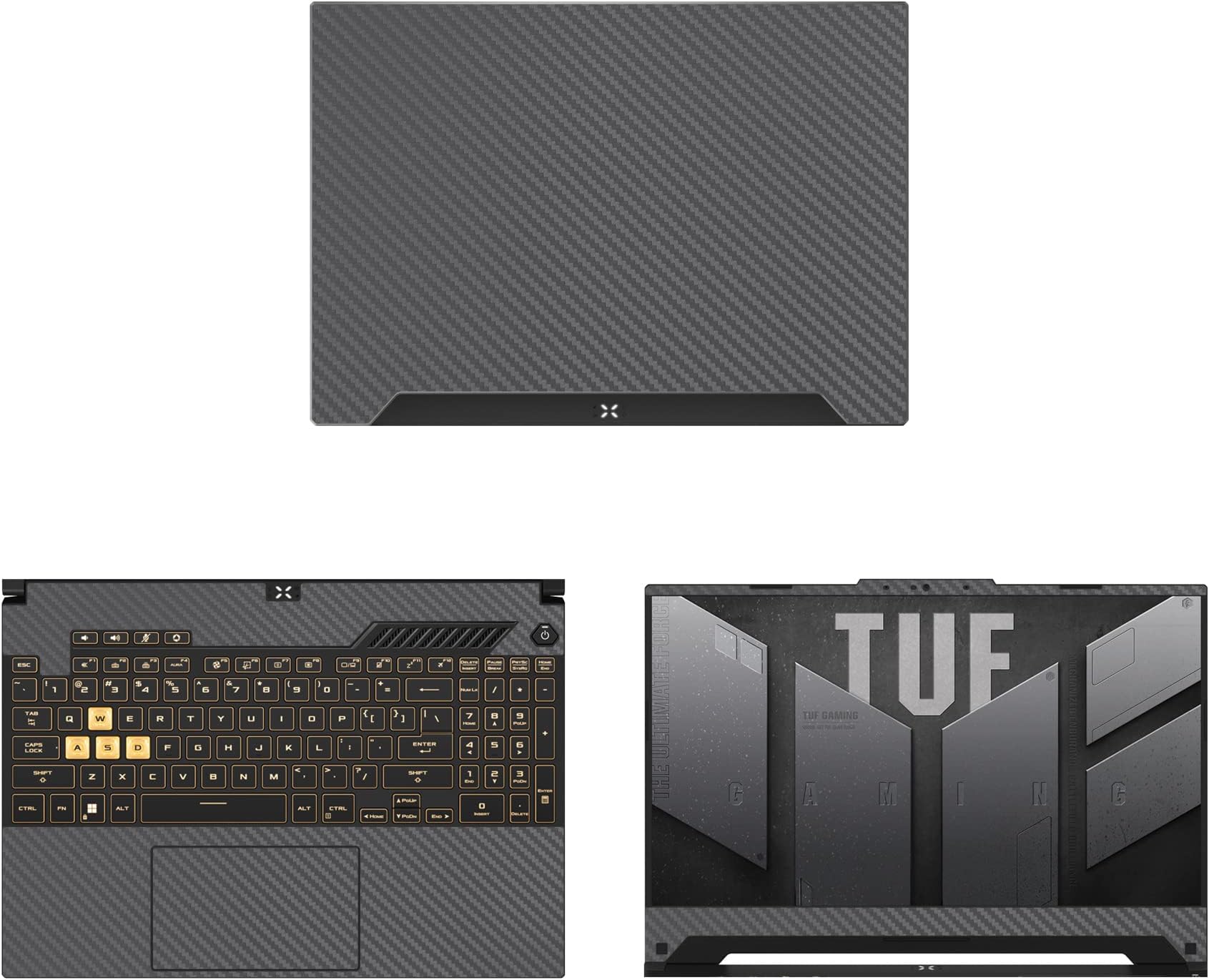 Decalrus - Protective Decal for The ASUS TUF Gaming F15 FX507 (15.6" Screen) Laptop Grey Carbon Fiber Vinyl Cover wrap CFasusTtuf_FX507Grey