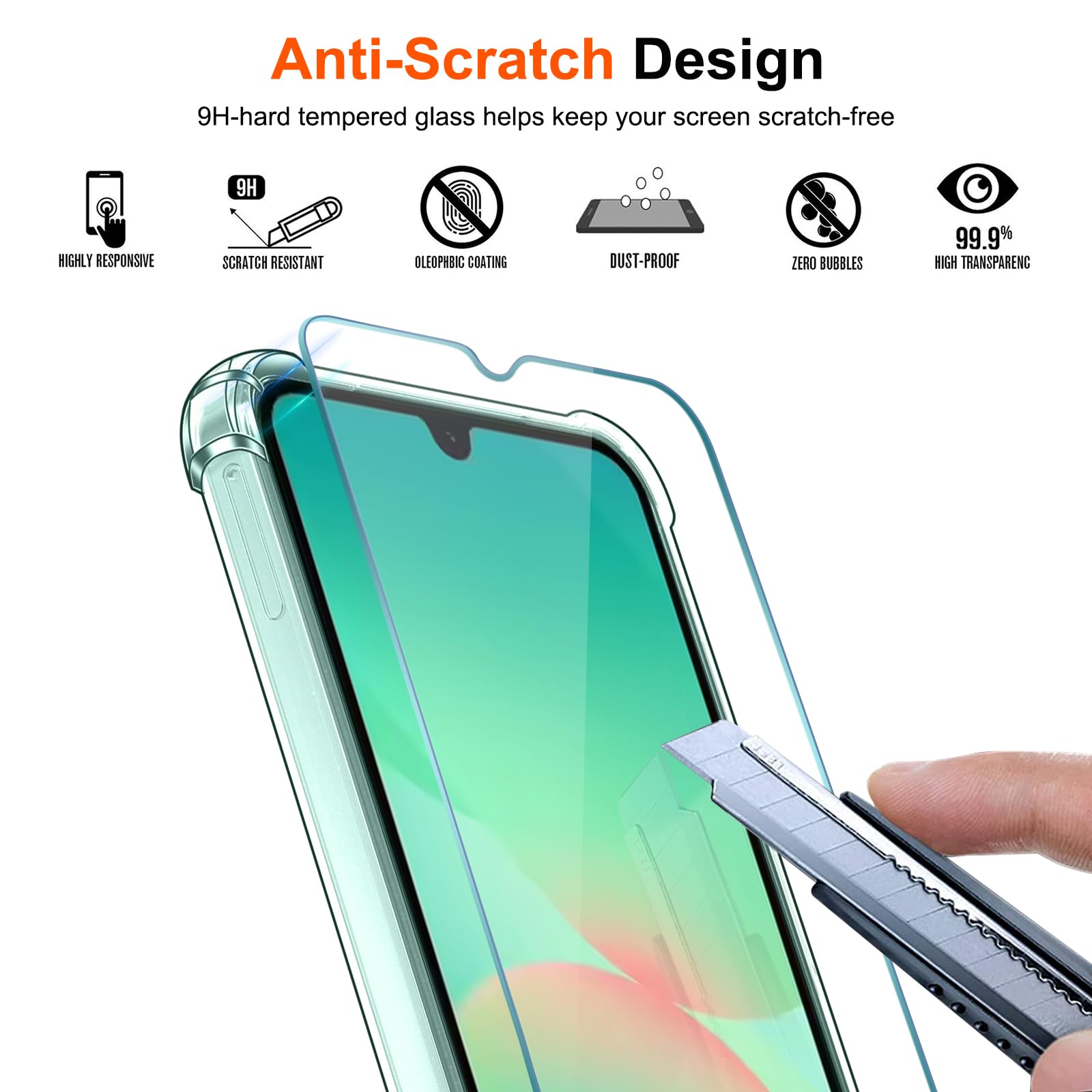 iVoler 3 in 1 Cover per Samsung Galaxy A26 5G con 2 Pezzi Pellicola Vetro Temperato, Trasparente Antiurto Custodia, Sottile Morbida in Silicone TPU Protettiva Case