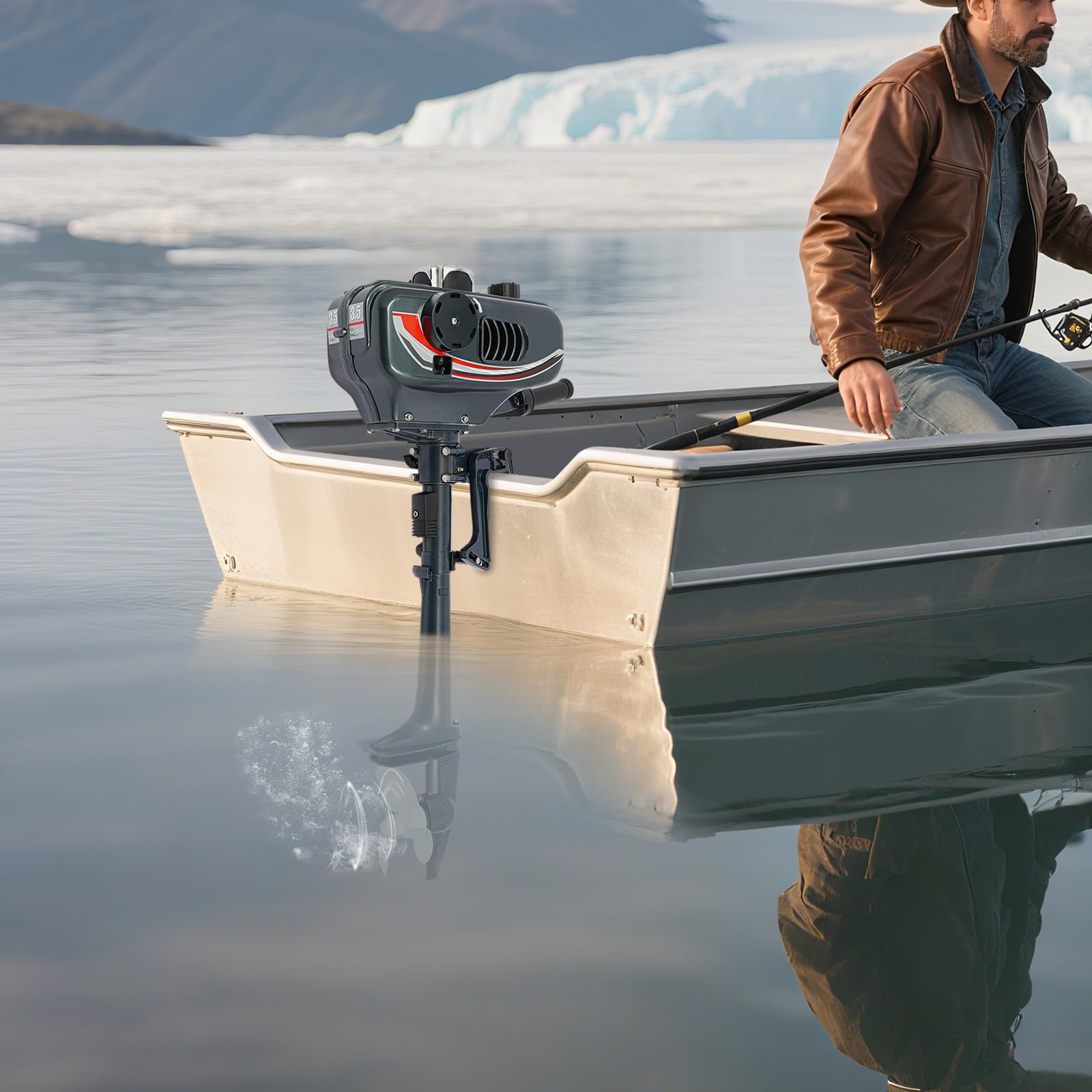 Motor eléctrico para barco 2500W 4000–5000 rpm Motor fuera de borda eléctrico de 3,5 CV con sistema de encendido CDI y función de inclinación/elevación, motor eléctrico fuera de borda motor de barco