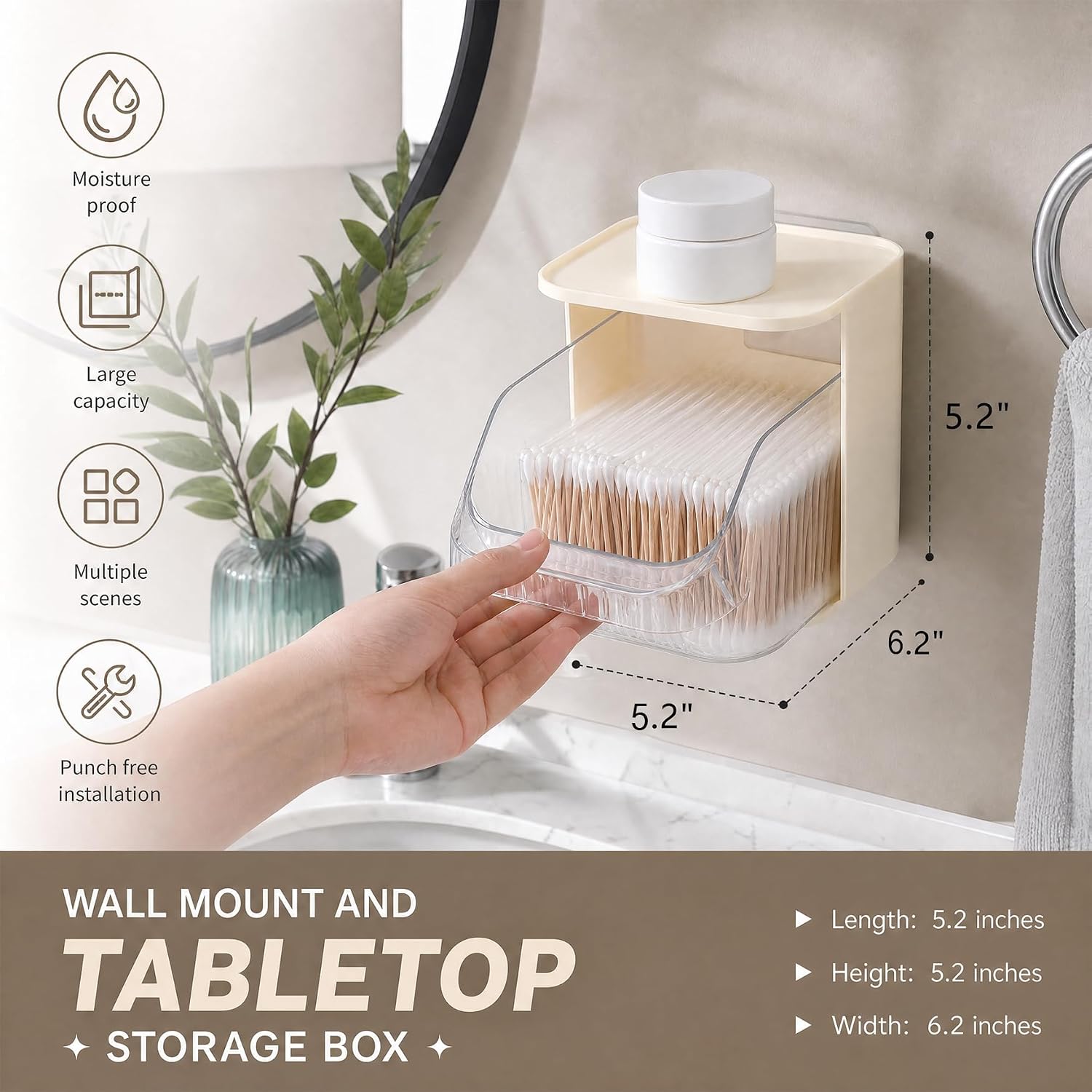 Coffee Pod Holder for Countertop, K Cup Holder Acrylic Coffee Pod Storage Organizer, Wall Mount Coffee Container, 5.2 x 6.2 x 5.2 Inch