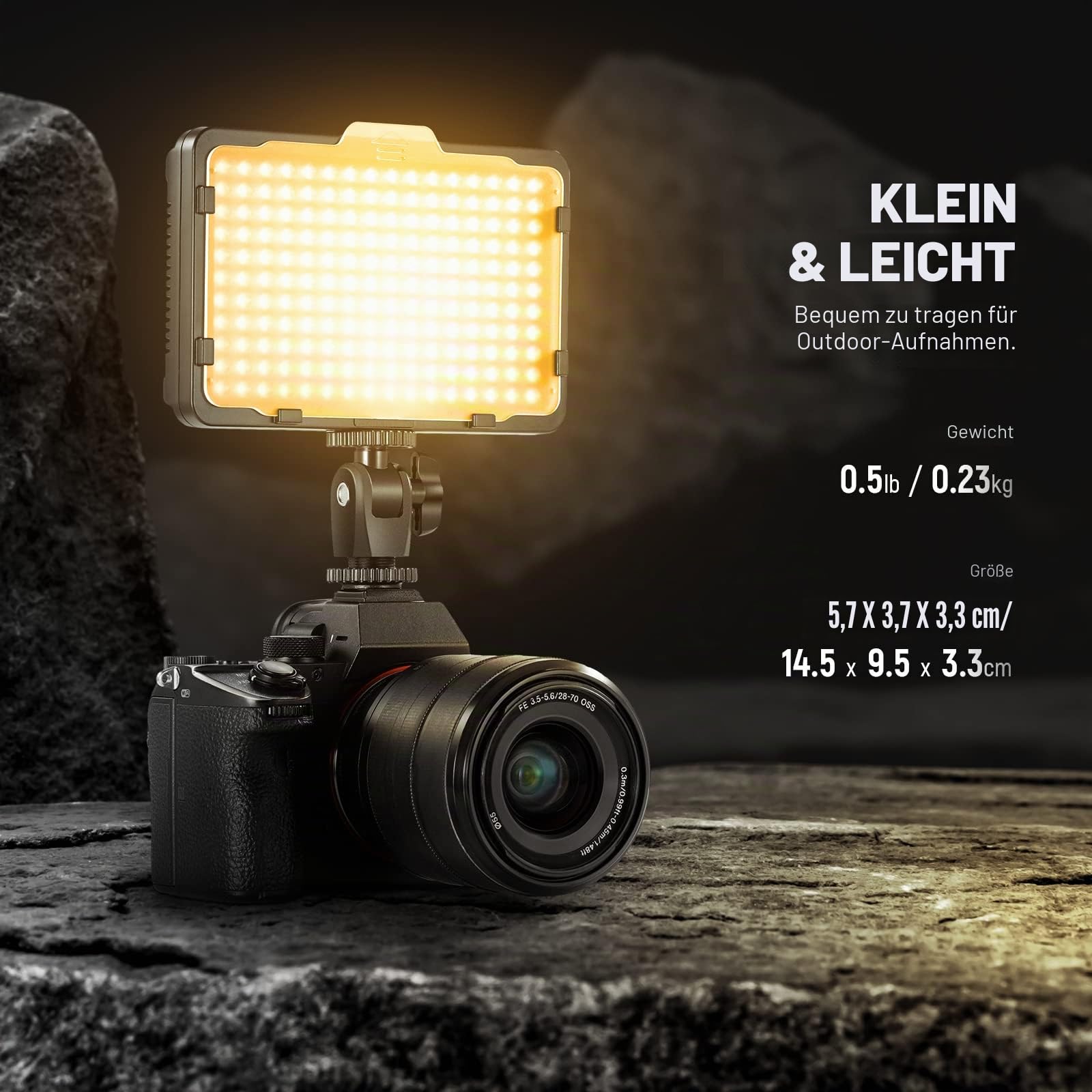 NEEWER 176 LED on Camera Videoleuchte Streaming Licht 5600K dimmbar Videolicht Panel mit 1/4" Gewinde, Key Light für Canon Nikon Pentax Panasonic Sony und andere DSLR Kameras, Batterie nicht enthalten