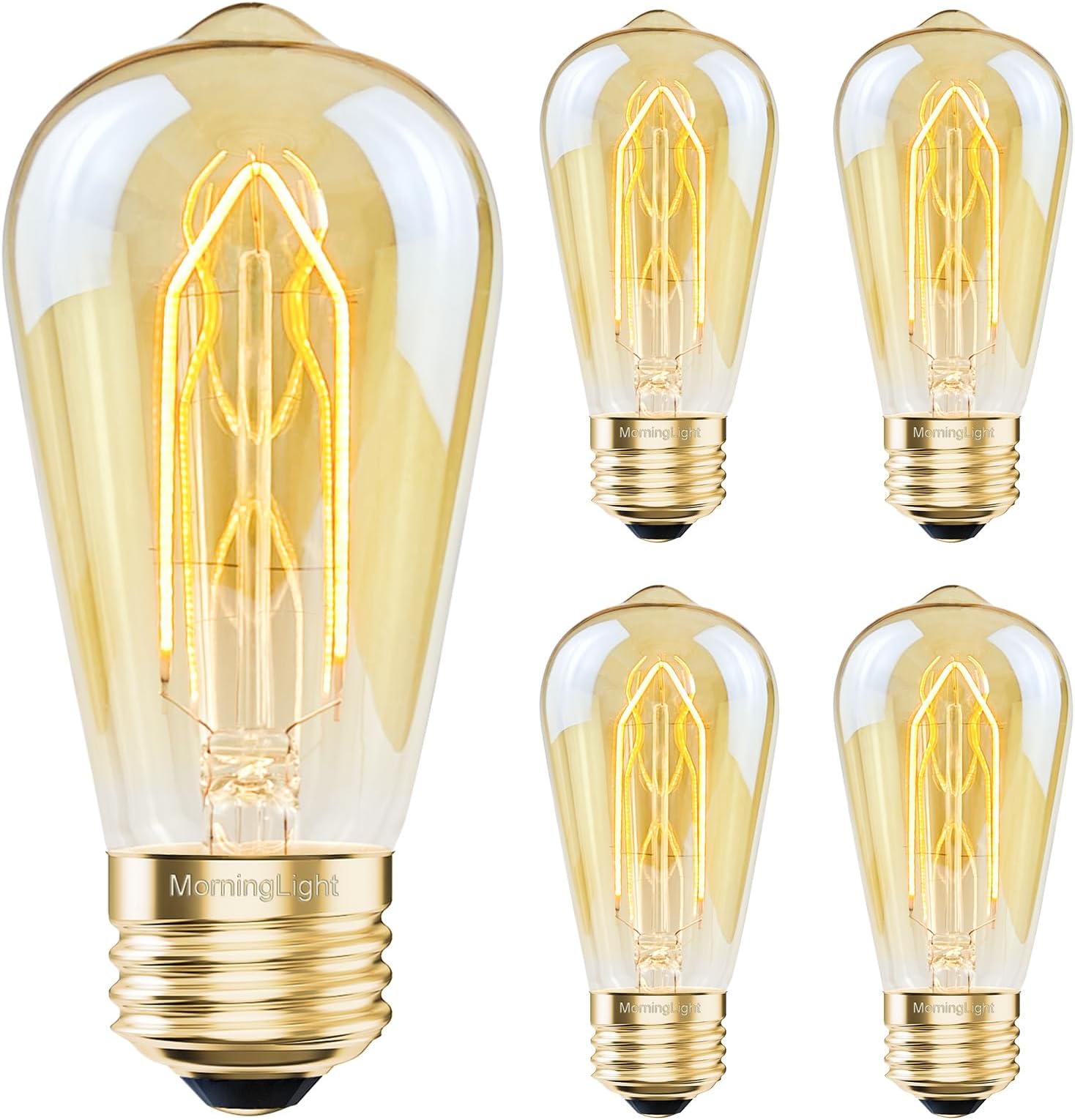 4 Pack E26 Vintage LED Edison Bulbs 40W Equivalent, Dimmable Vintage Light Bulbs Amber Warm 2200K, ST58 Antique Decorative 4W LED Bulbs for Farmhouse Pendant, Modern Ceiling Fixtures, 300LM, CRI90+