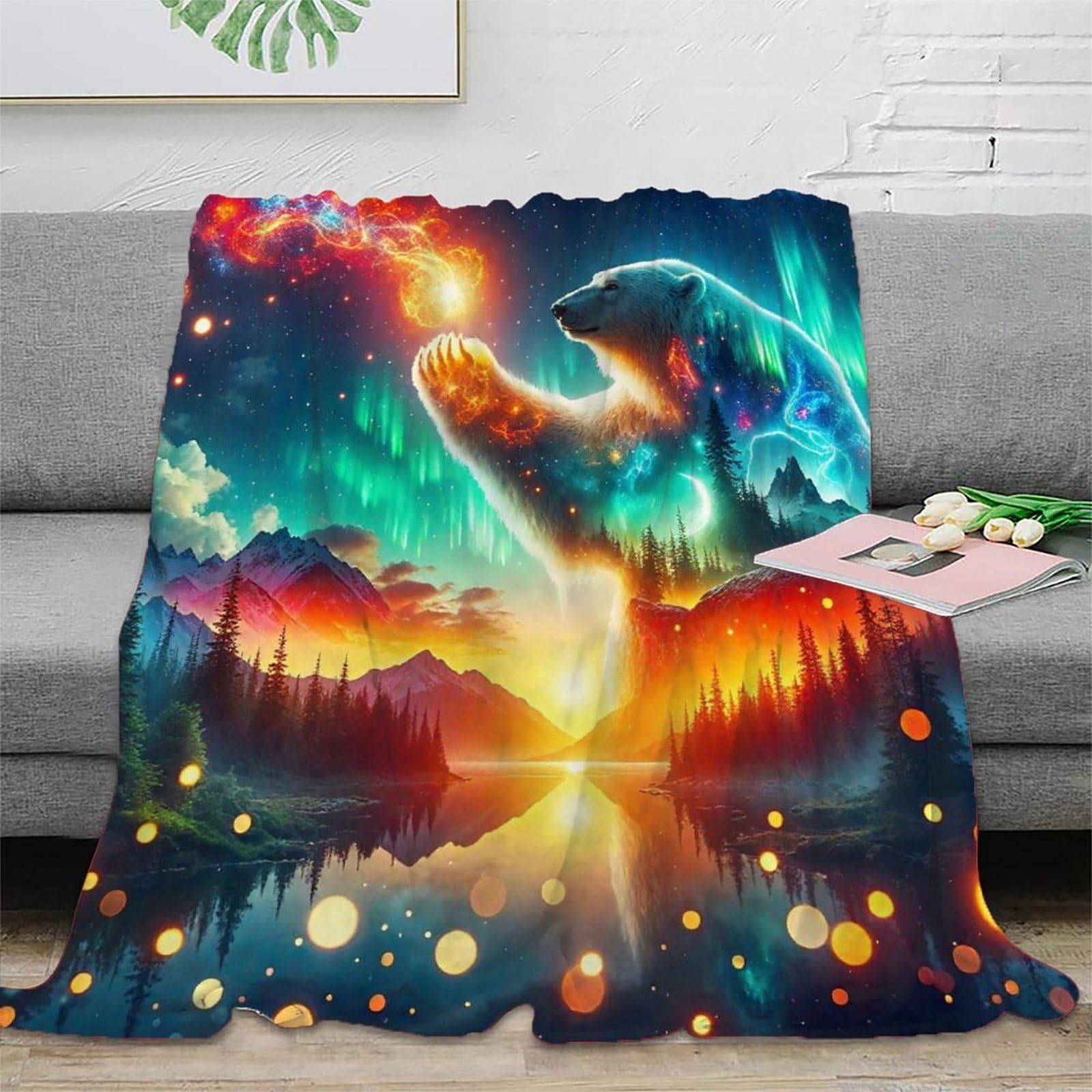 Couverture de lit microfibre douce ours polaire pour vos soirées canapé
