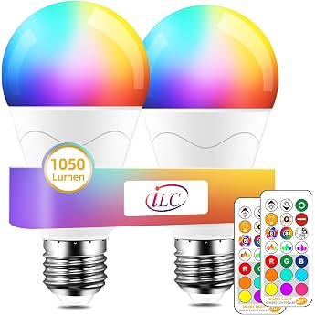 iLC LED Bulb Replaces 85 W, 1050 Lumens, RGB Light Bulb with Remote Control, Colour Changing, Warm White (2700 Kelvin), Ediso
