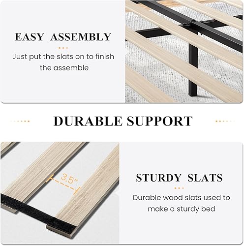 Miniatura 7 de SHA CERLIN Base de cama de terciopelo tamaño Queen con cabecera ajustable, botón de diamante y decoración de remaches, no necesita somier, color