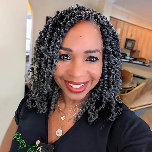 Miniatura 19 de TOYOTRESS Tiana Passion Twist Hair - Cabello Passion Twist de 16 pulgadas, trenzas pretrenzadas de ganchillo negro natural, extensiones de cabello 1b