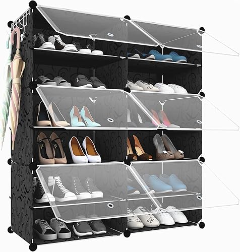 Miniatura 15 de Zapatero de 48 pares, organizador de estantes para zapatos con puerta, gabinete para zapatos con estantes para armario, entrada, pasillo, dormitorio
