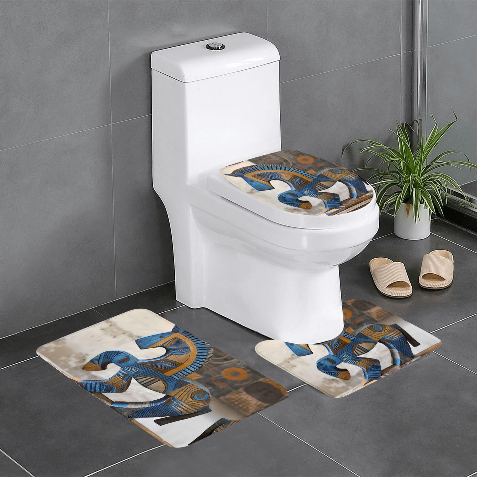 Tapis de salle de bain antidérapants WHJDPP bleu 3 pièces haute sécurité