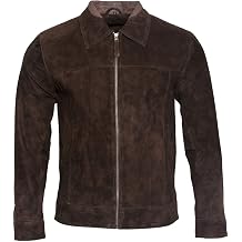 Mens Retro Brown Tan 100% Goat Suede Leather Harington Biker Jacket
