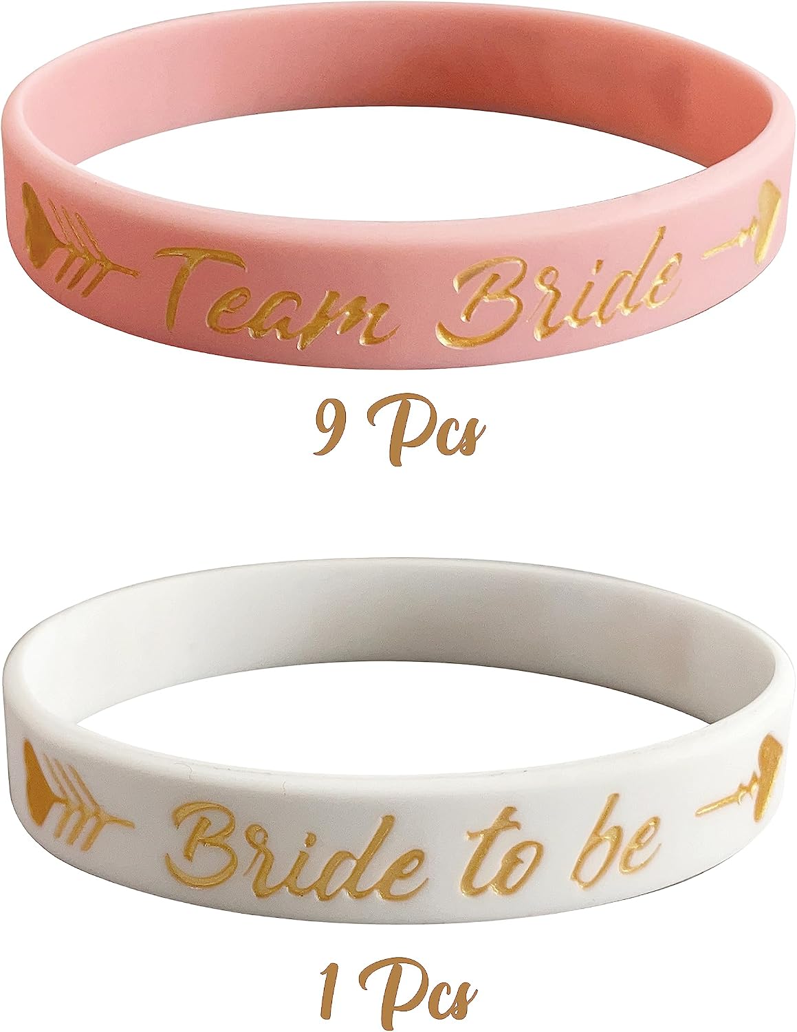 LADY&HOME 10 Pack Bachelorette Bracelet Team Bride Silicone Wristband for Bachelorette Party Favors Bride Tribe Gifts(Light Pink)