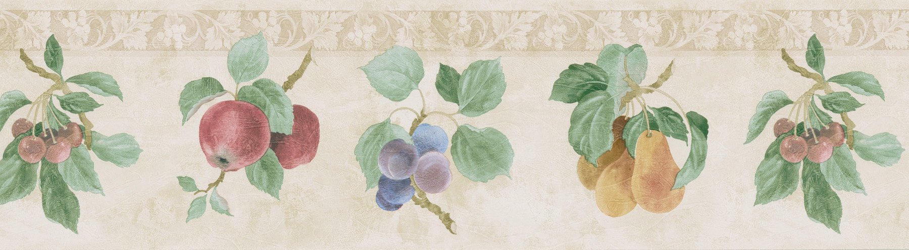 Frise murale fruits sur la vigne Brewster pour masquer les imperfections du haut des murs