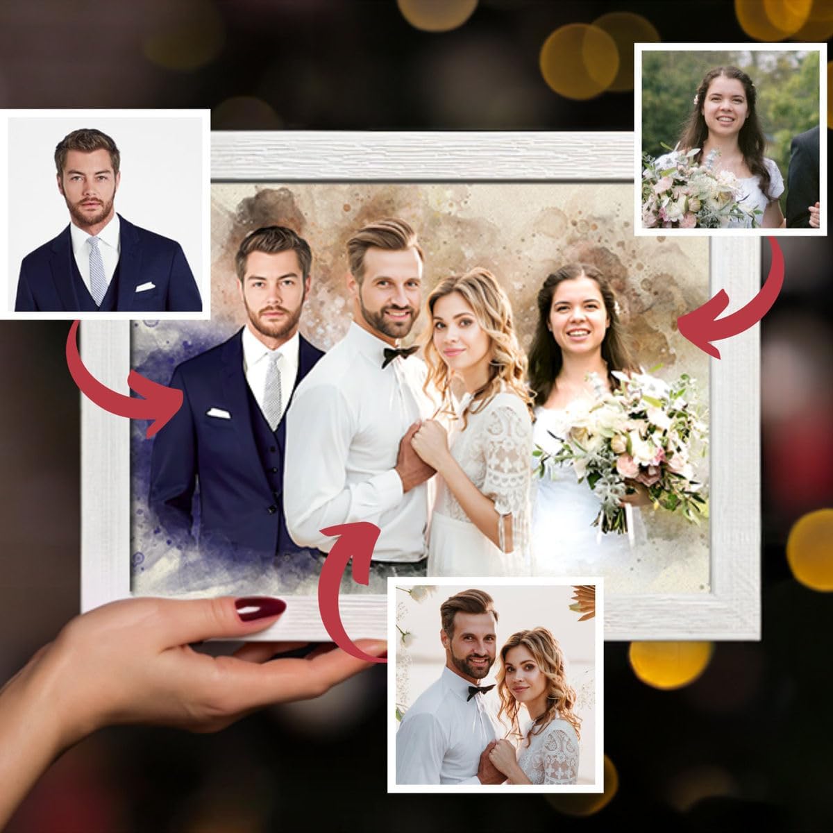 GOSSBY Personalized Custom Canvas Merge Photo Canvas For Family Custom Canvas Prints, Family Personalized Poster Wall Art with Your Photos Wood Frame Digitally Printed, Custom Canvas Prints for Your F