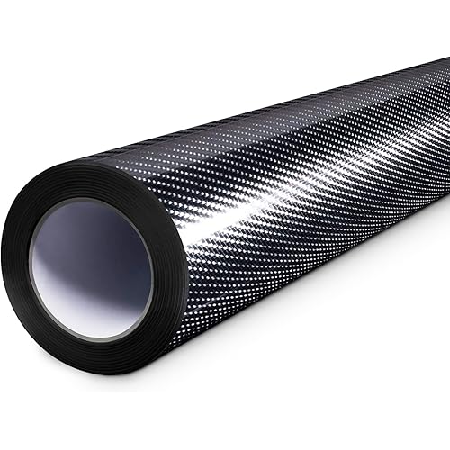 Tinybot Vinyl 6DCarbon Fiber Car Wrap with Air Release Technology - 5 X 5 FT - Black