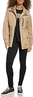 KARL LAGERFELD Women's Soft Windbreaker Rain Wear Durable 3 Pocket Anorak