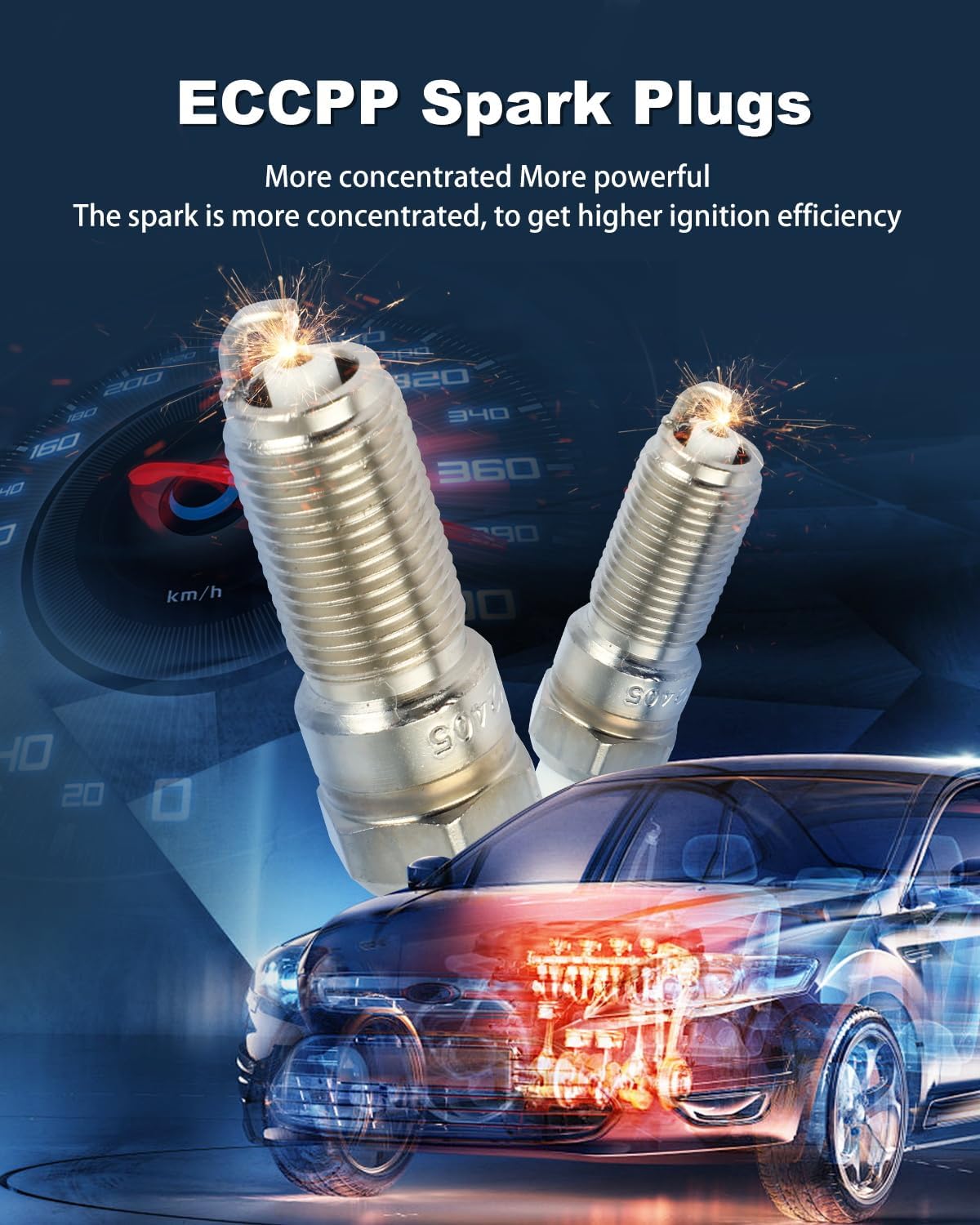 ECCPP Spark Plug Platinum Iridium Fit for 2016-2019 for Cadillac for CTS 6.2L/V8,2016-2020 for Chevrolet for Camaro 6.2L/V8 Replacement for 4344,97566 (8 Spark Plugs)